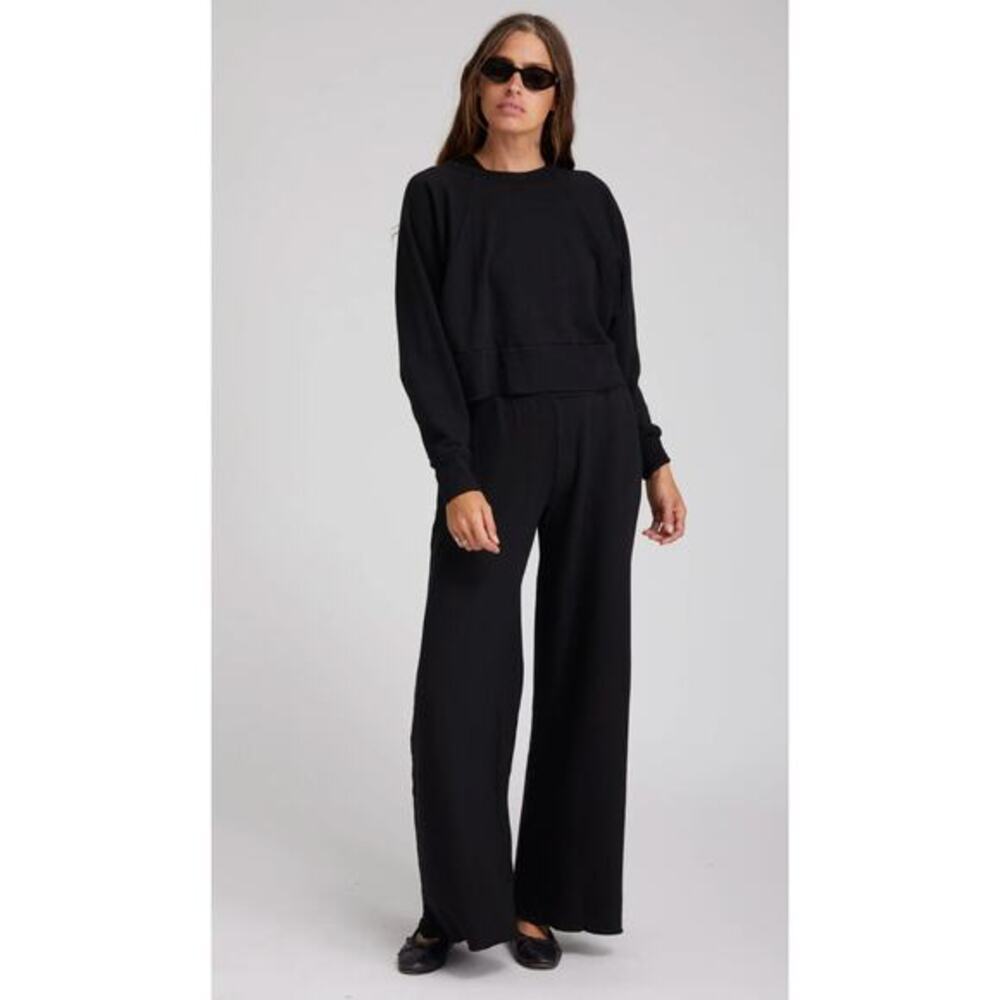 SPRWMN black‎ heather boxy crop sweatshirt crewneck